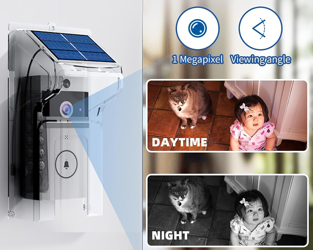 Rechargeable Video Doorbell – 1080P Rechargeable Video Doorbell with Solar Cover