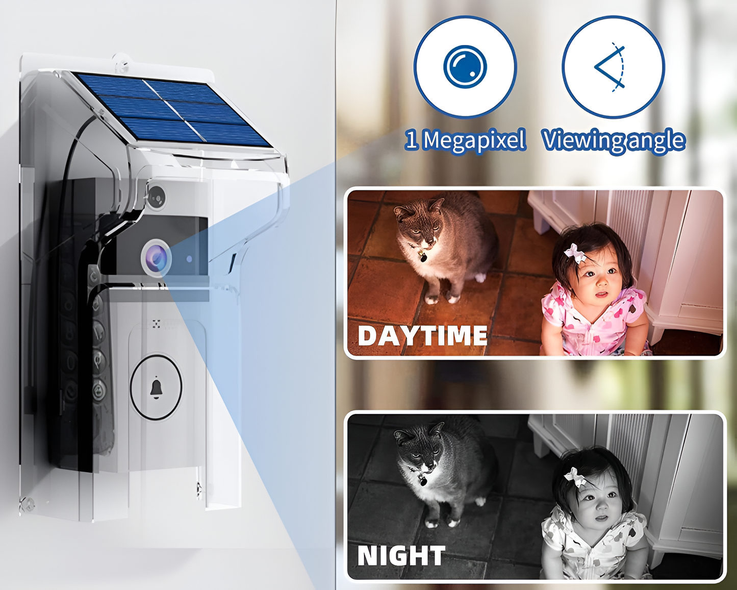 Rechargeable Video Doorbell – 1080P Rechargeable Video Doorbell with Solar Cover