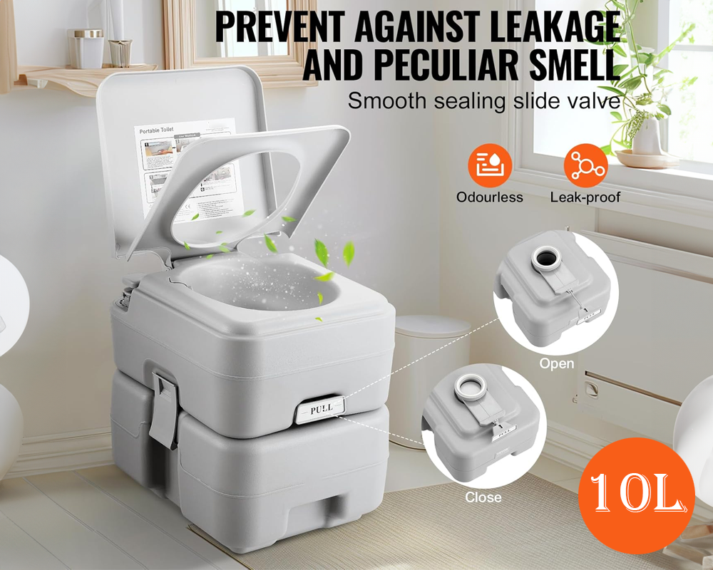 Portable Toilet for Camping 10L Waste Tank & 12L Flush Tank