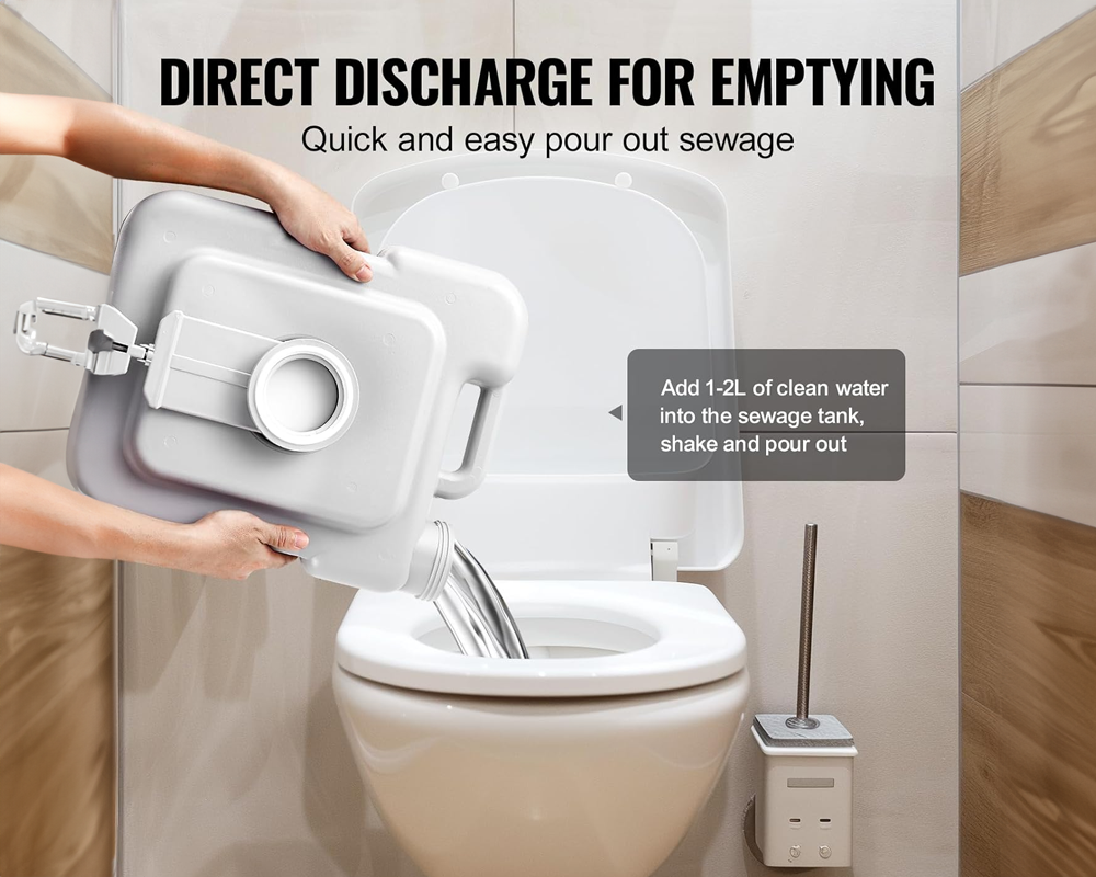 Portable Toilet for Camping 10L Waste Tank & 12L Flush Tank