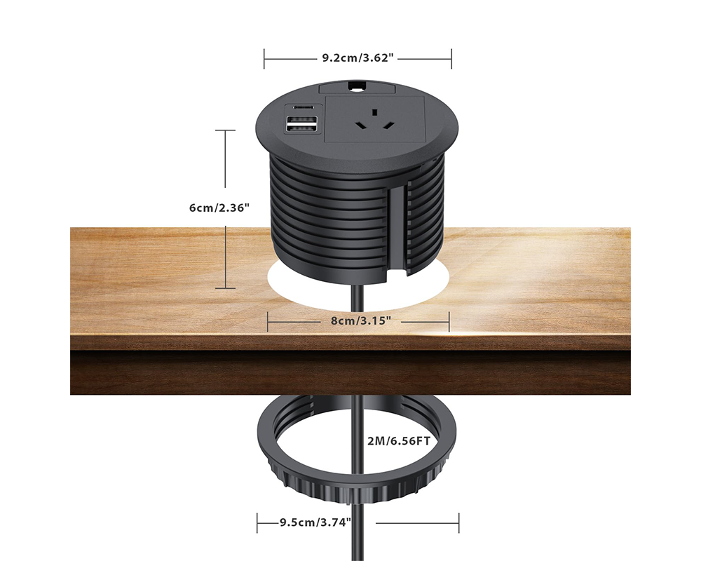 Round Desk Grommet Power Board