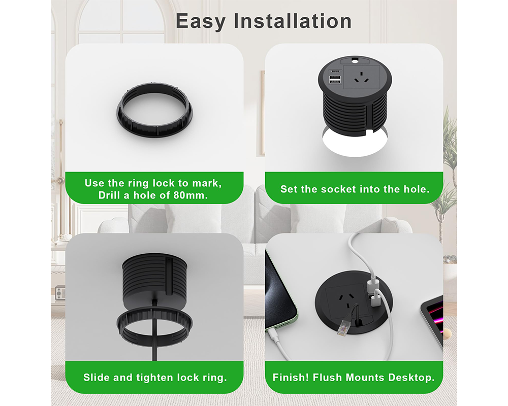 Round Desk Grommet Power Board