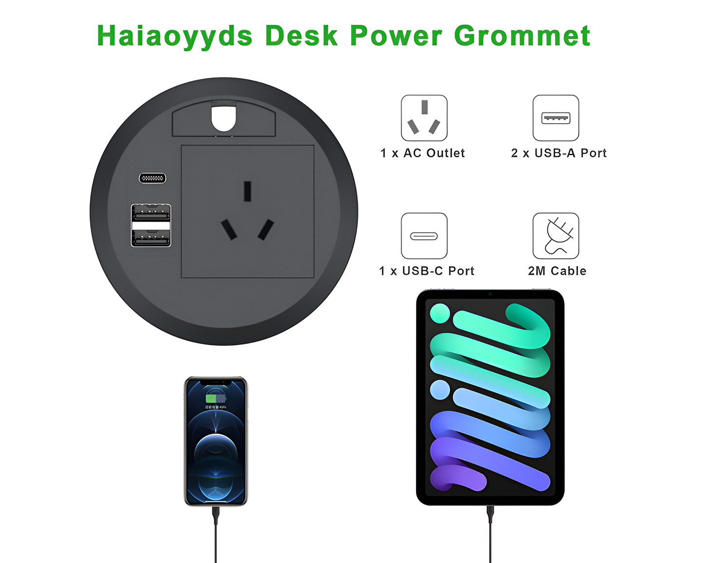 Round Desk Grommet Power Board