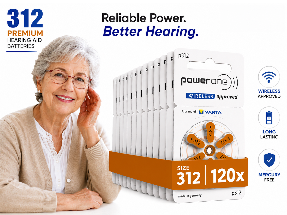 Power one P312 size 312 Hearing Aid Batteries 120 Pack