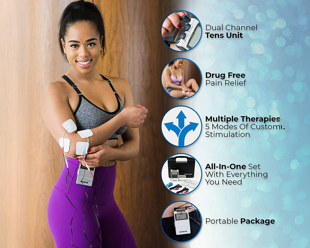 TENS Machine for Pain Relief – Dual Therapy TENS Machine with EMS & 4 Electrode Pads