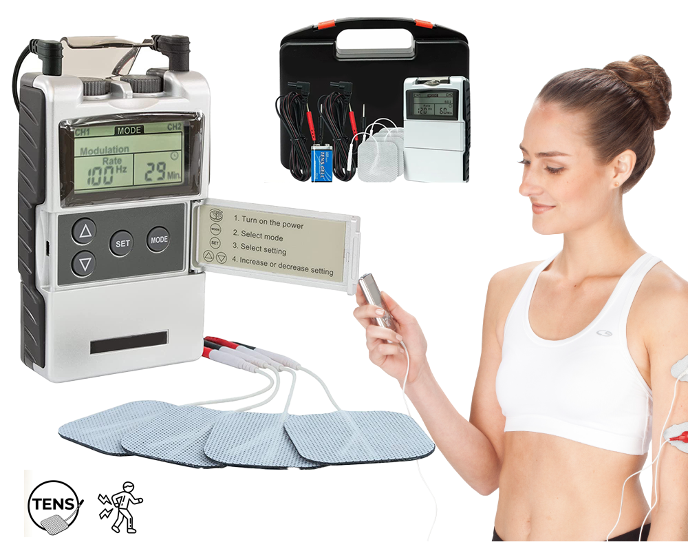 TENS Machine for Pain Relief – Dual Therapy TENS Machine with EMS & 4 Electrode Pads