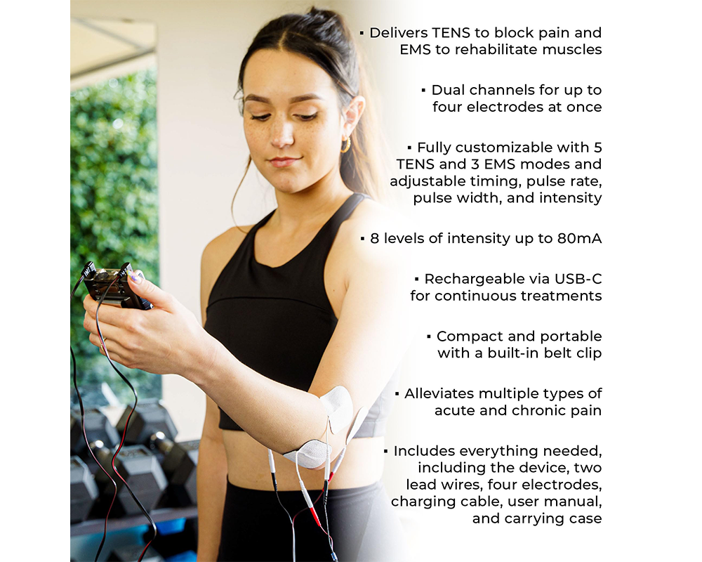 TENS Machine for Pain Relief – Dual Therapy TENS Machine with EMS & 4 Electrode Pads