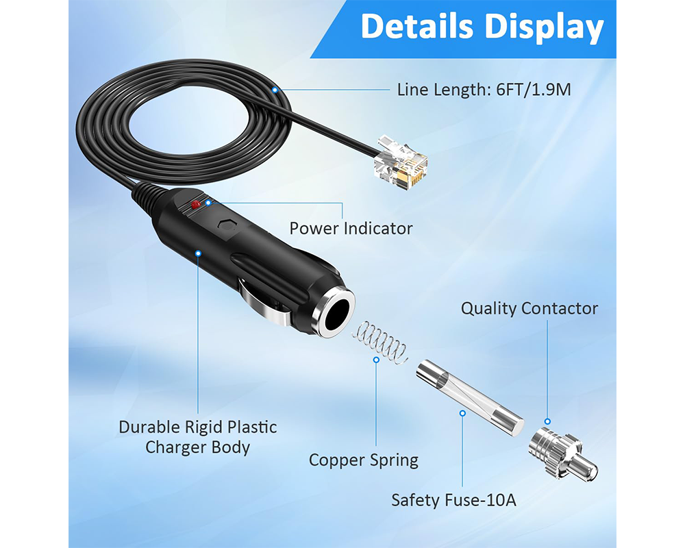 Power Cable Cord for Escort, Beltronic, V1 & Uniden Radar Detectors