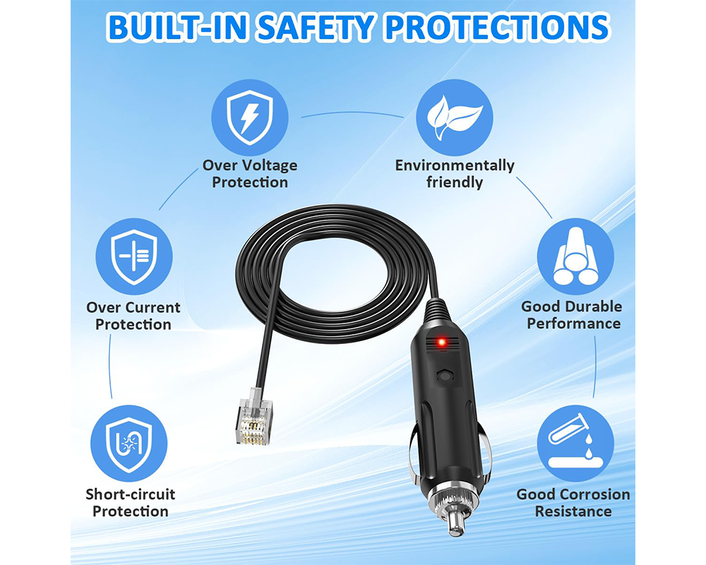 Power Cable Cord for Escort, Beltronic, V1 & Uniden Radar Detectors