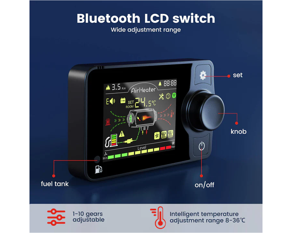 12V Bluetooth App Control Diesel Air Heater 8KW with Bluetooth App