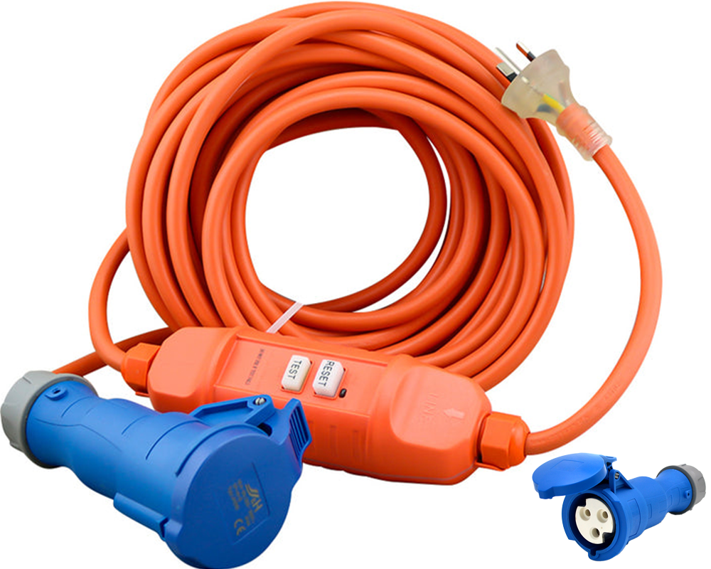 Camping Lead 16A Heavy Duty 10m Inline RCD Extension Cable