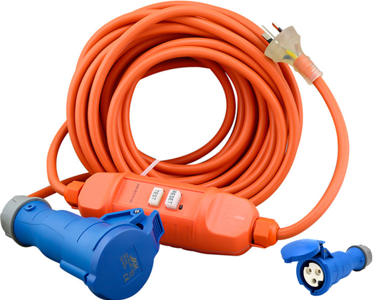 Camping Lead 16A Heavy Duty 10m Inline RCD Extension Cable