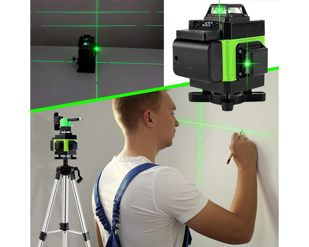 Cross Line Laser Leveler 4D 16Line Green Beam with Tripod