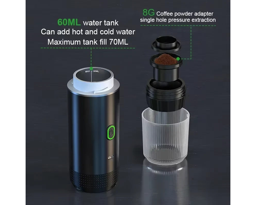 Portable Rechargeable Electric Espresso Machine Car Coffee Maker