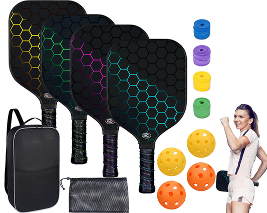 Pickleball Paddles Set of 4 – Pickleball Set with Balls & Bag