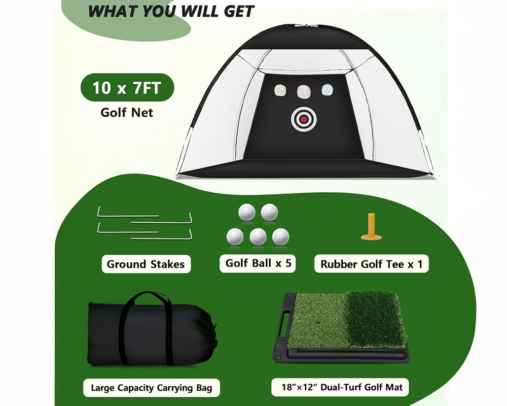 Golf Practice Net 3m 10x7ft Golf Hitting Net for Indoor & Outdoor Swing Training