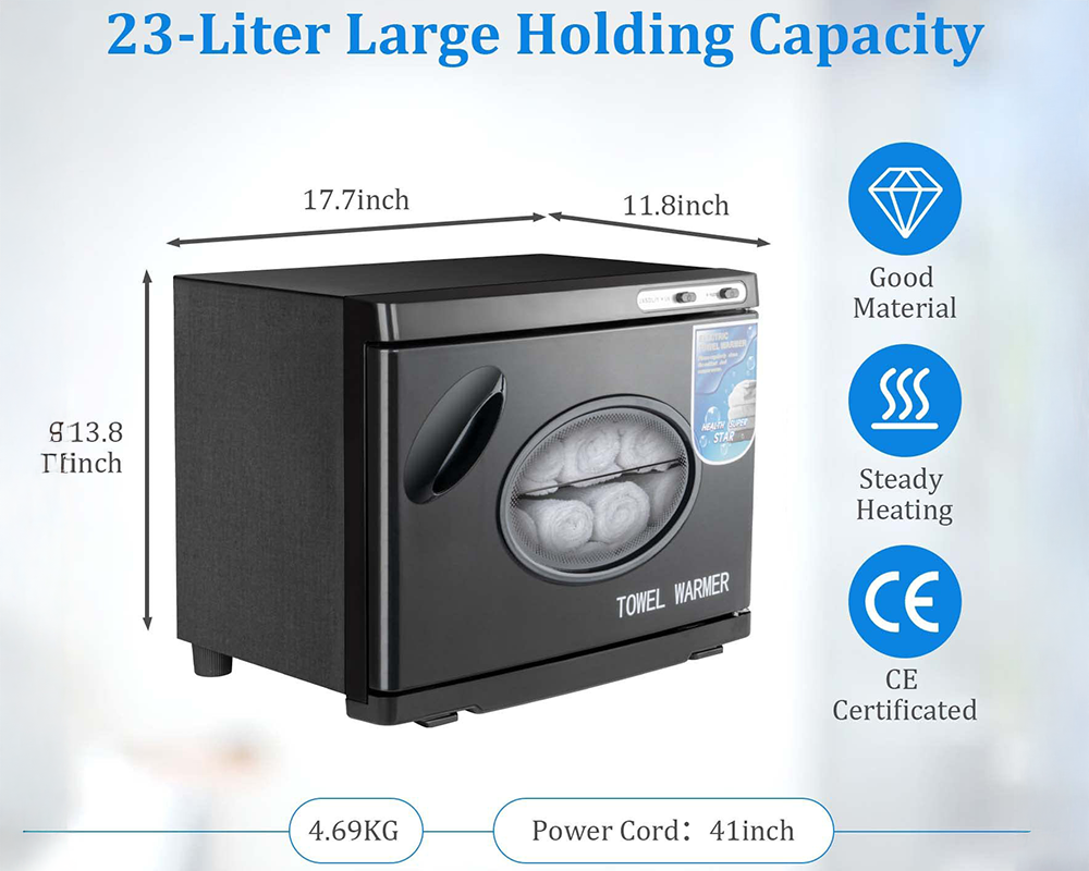 Towel Warmer Sterilizer 23L Large Capacity Heated Cabinet for Spa, Salon, and Home Use