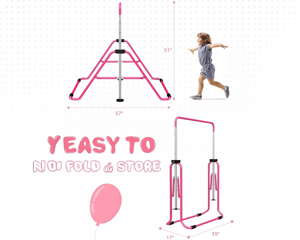Kids Gymnastics Bars Training Horizontal Bar Monkey Kip Bar Pink