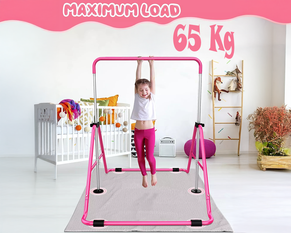 Kids Gymnastics Bars Training Horizontal Bar Monkey Kip Bar Pink