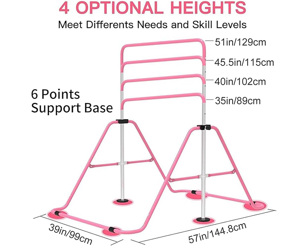 Kids Gymnastics Bars Training Horizontal Bar Monkey Kip Bar Pink