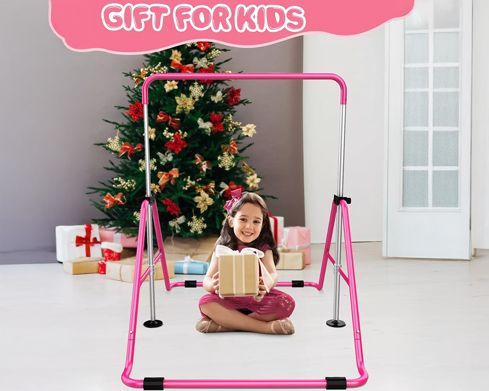 Kids Gymnastics Bars Training Horizontal Bar Monkey Kip Bar Pink