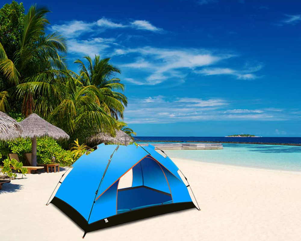 Camping Tent for 3–4 Persons – Waterproof Pop-Up Camping Tent with Instant Setup & Dual Doors