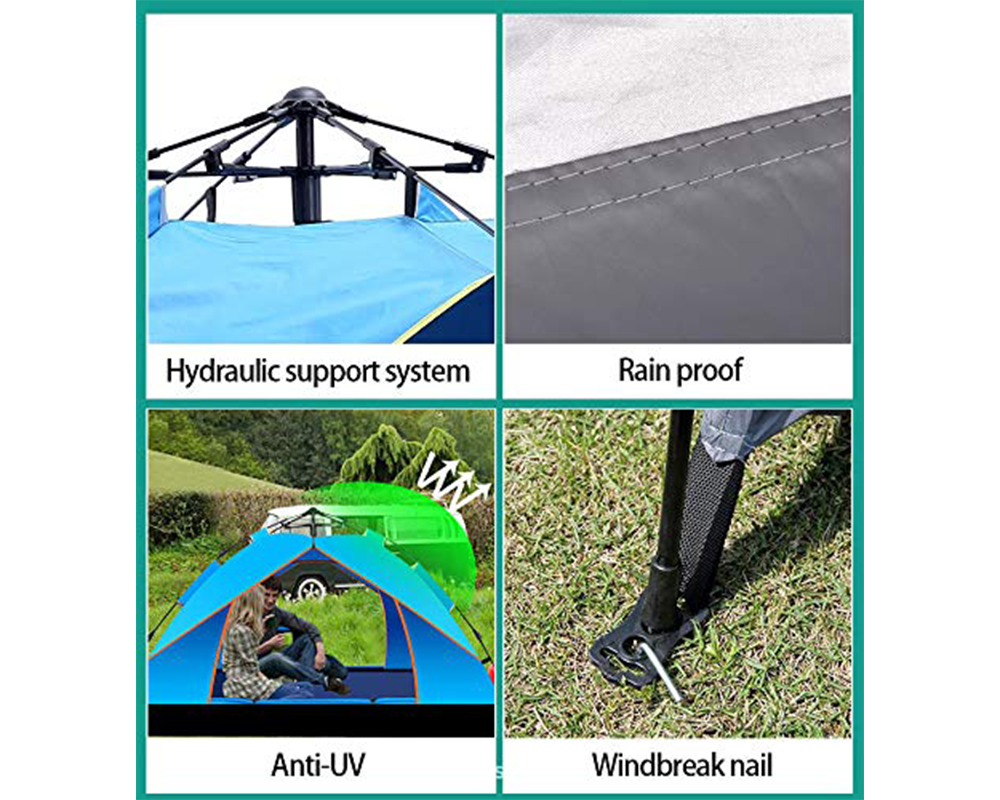 Camping Tent for 3–4 Persons – Waterproof Pop-Up Camping Tent with Instant Setup & Dual Doors