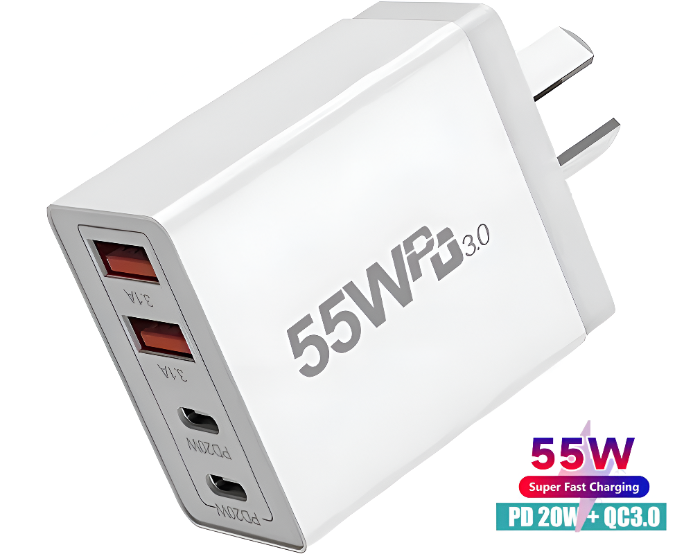 55W DUAL USB C PD Fast Charging Wall USB C Charger Power Adapter Type C