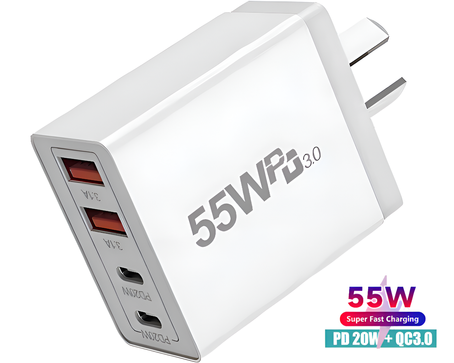 55W DUAL USB C PD Fast Charging Wall USB C Charger Power Adapter Type C