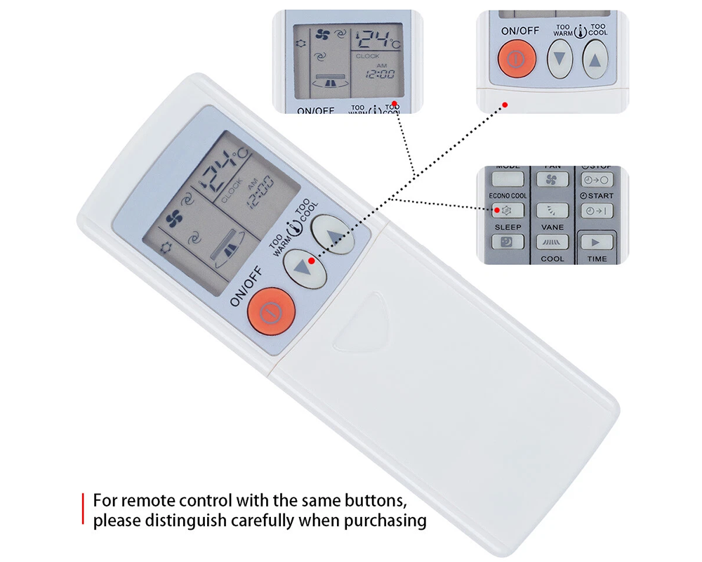 Mitsubishi Remote Replacement for Mitsubishi Heat Pump Air Conditioner