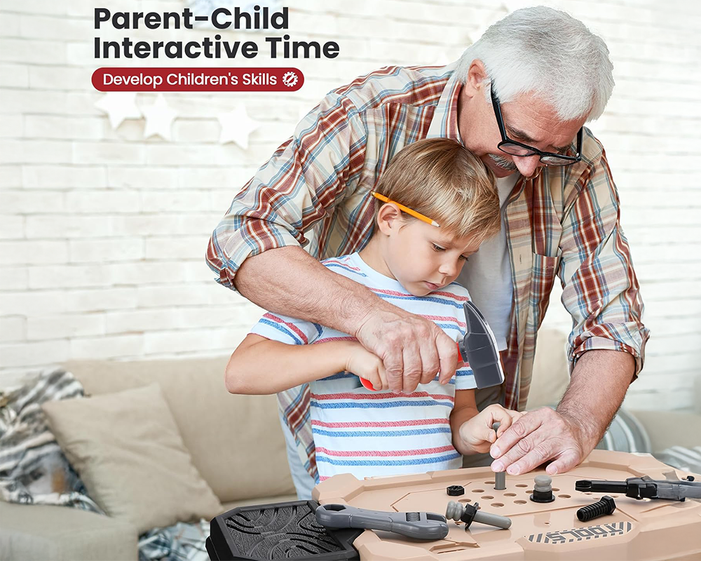 Kids Tool Bench – Toddler Workbench with Electric Drill and 78 Realistic Toy Tools