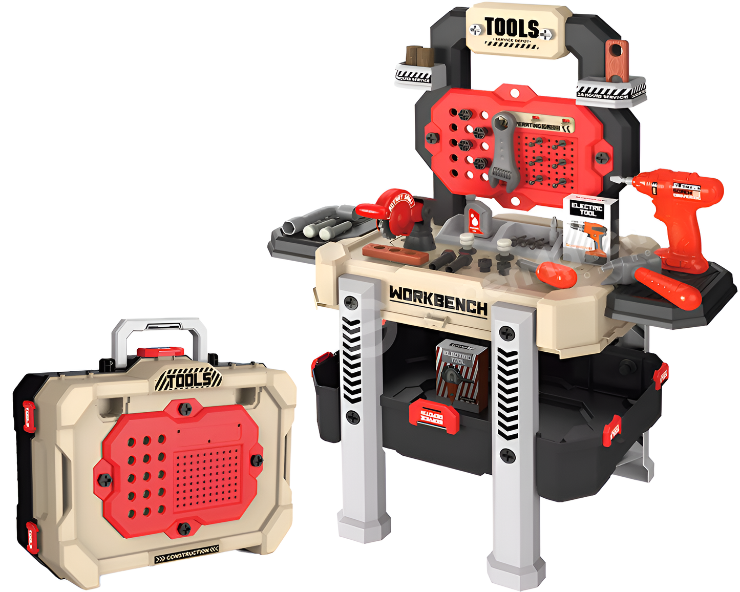 Portable Workshop Bench Set with Electric Drill and 78 Building Accessories