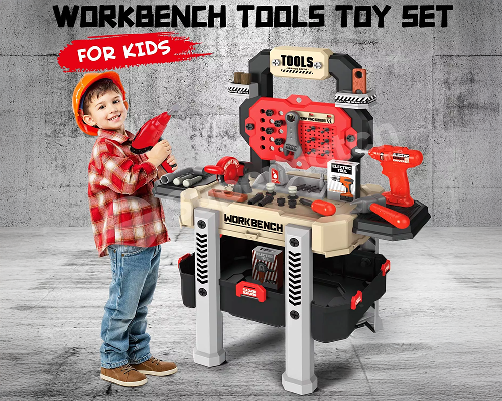 Kids Tool Bench – Toddler Workbench with Electric Drill and 78 Realistic Toy Tools
