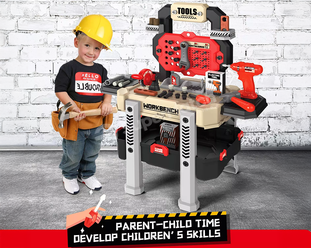 Kids Tool Bench – Toddler Workbench with Electric Drill and 78 Realistic Toy Tools