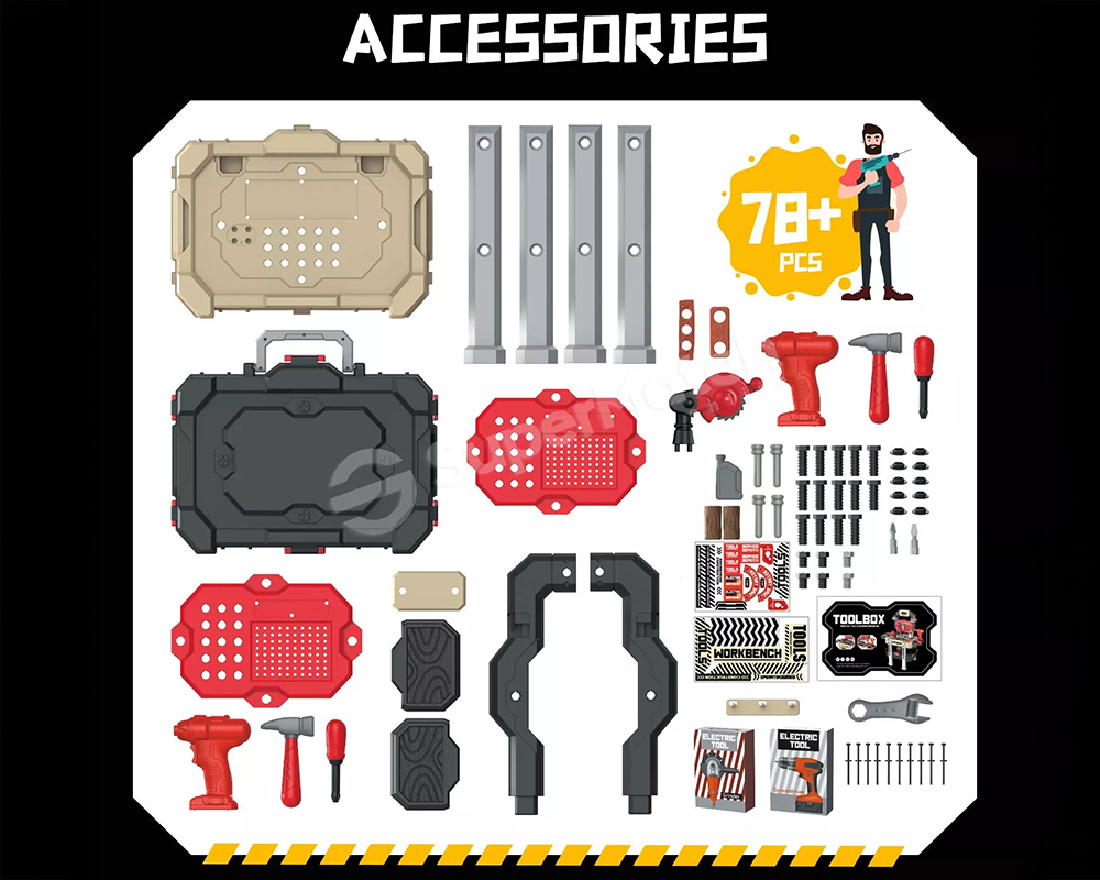 Kids Tool Bench – Toddler Workbench with Electric Drill and 78 Realistic Toy Tools