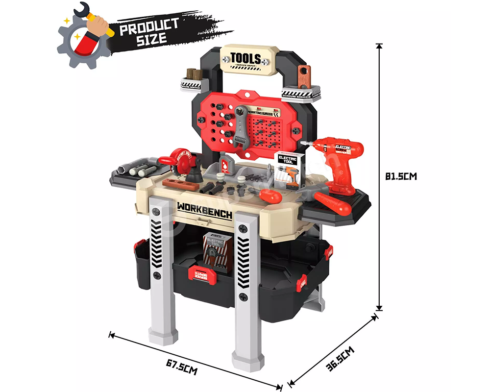 Kids Tool Bench – Toddler Workbench with Electric Drill and 78 Realistic Toy Tools