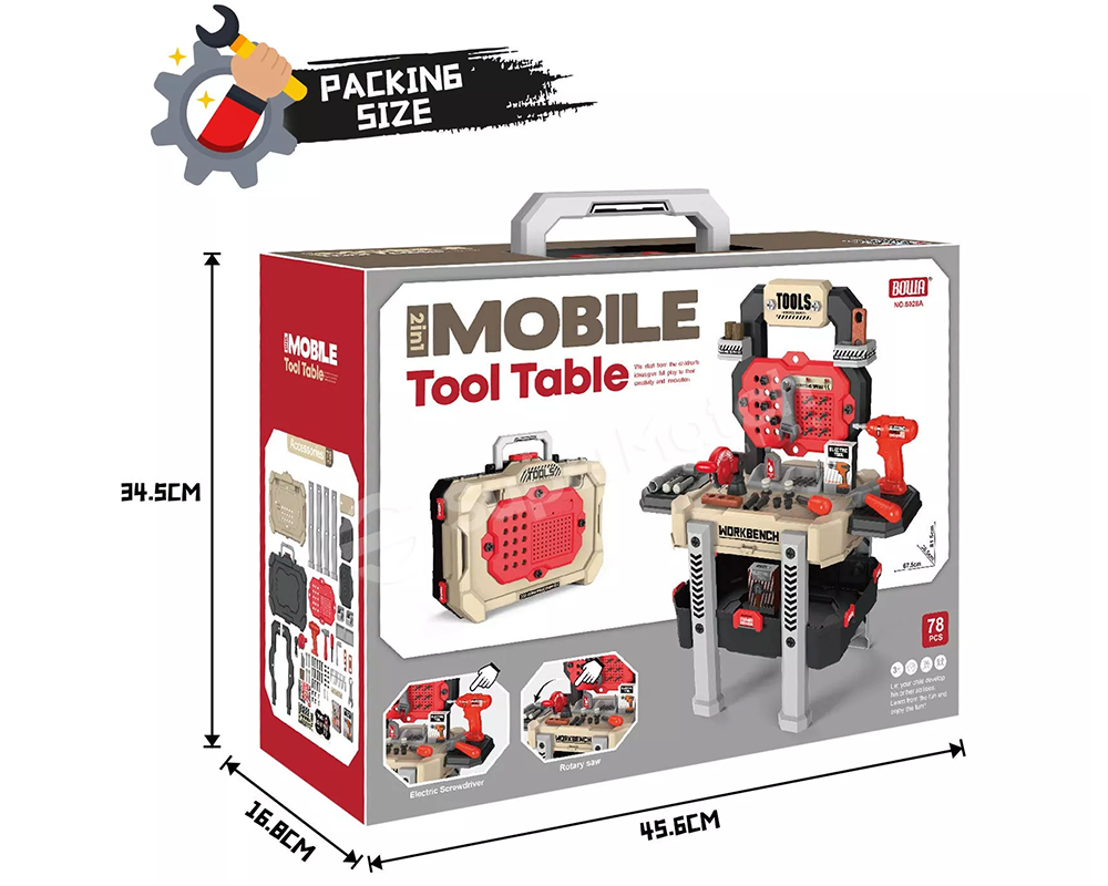 Kids Tool Bench – Toddler Workbench with Electric Drill and 78 Realistic Toy Tools