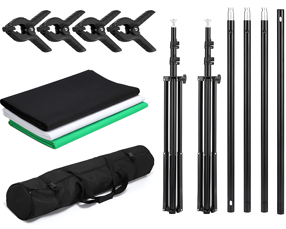 Photography Background Stand with 3 Backdrops Kit – Professional Portable Studio Setup