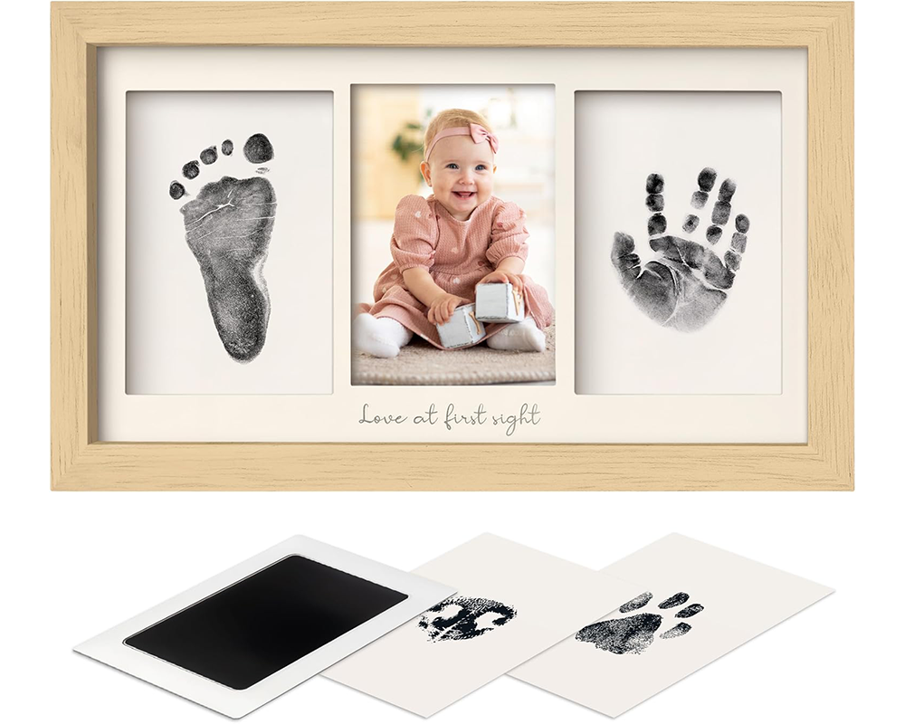 Baby Hand and Footprint Kit – No Mess Ink Pad, Baby Keepsake Frame, Safe & Easy for Newborns and Toddlers