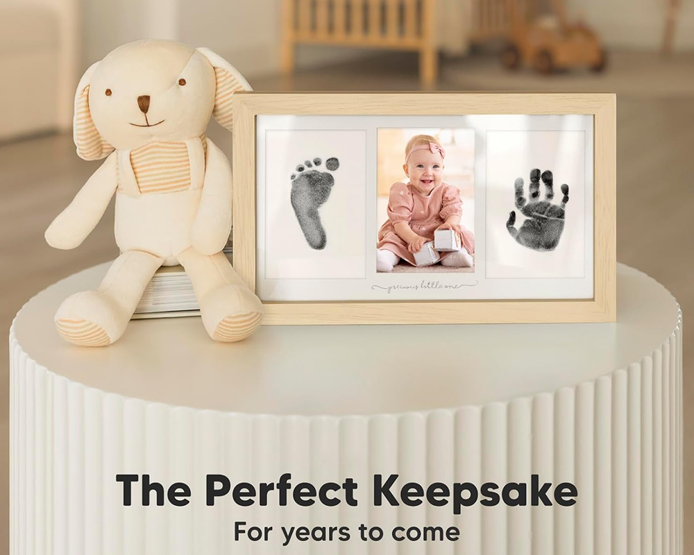 Baby Hand and Footprint Kit – No Mess Ink Pad, Baby Keepsake Frame, Safe & Easy for Newborns and Toddlers