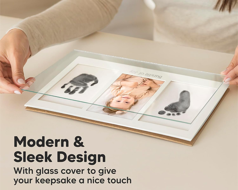 Baby Hand and Footprint Kit – No Mess Ink Pad, Baby Keepsake Frame, Safe & Easy for Newborns and Toddlers