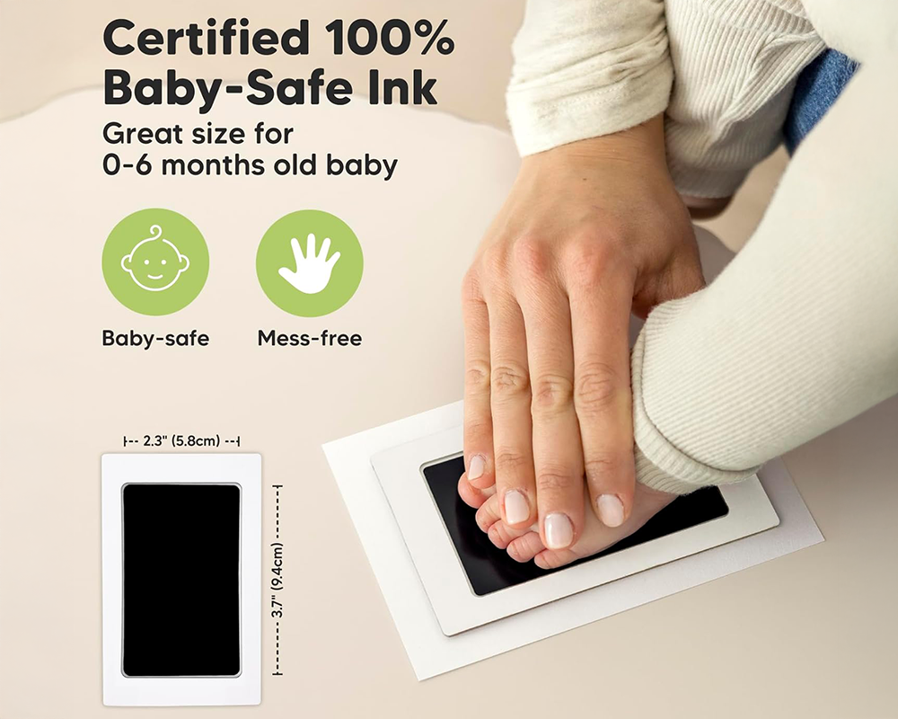 Baby Hand and Footprint Kit – No Mess Ink Pad, Baby Keepsake Frame, Safe & Easy for Newborns and Toddlers