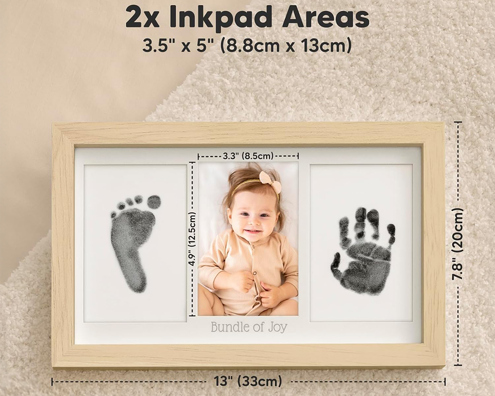 Baby Hand and Footprint Kit – No Mess Ink Pad, Baby Keepsake Frame, Safe & Easy for Newborns and Toddlers