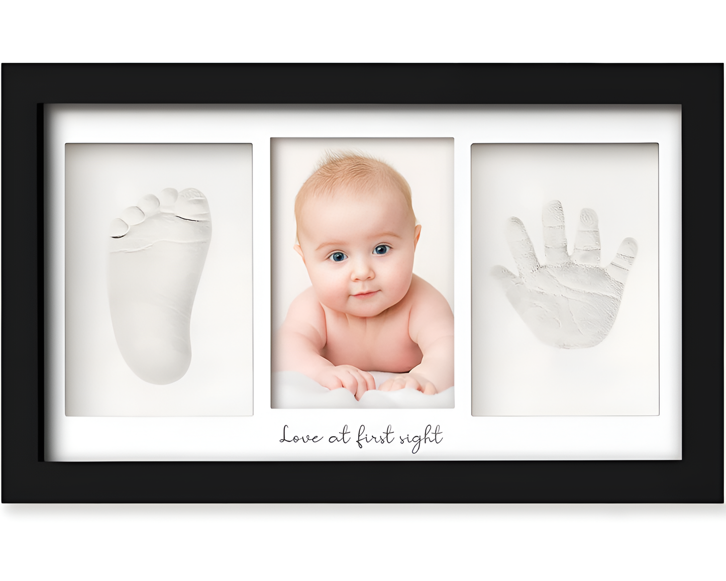 Footprint and Handprint Memory Kit – Duo Photo Frame Keepsake Art Kit with Clay, Roller & Name Printing Tools