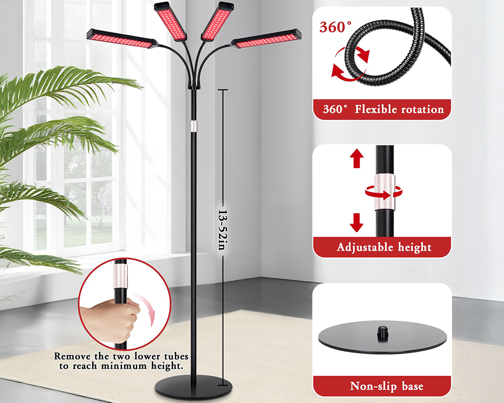 Red Light Therapy Lamp 4 Heads – Infrared Red Light Therapy Lamp