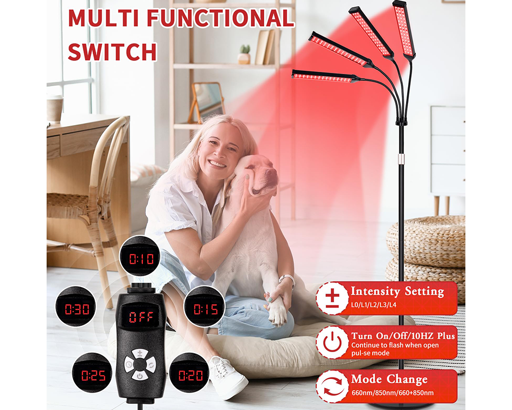 Red Light Therapy Lamp 4 Heads – Infrared Red Light Therapy Lamp