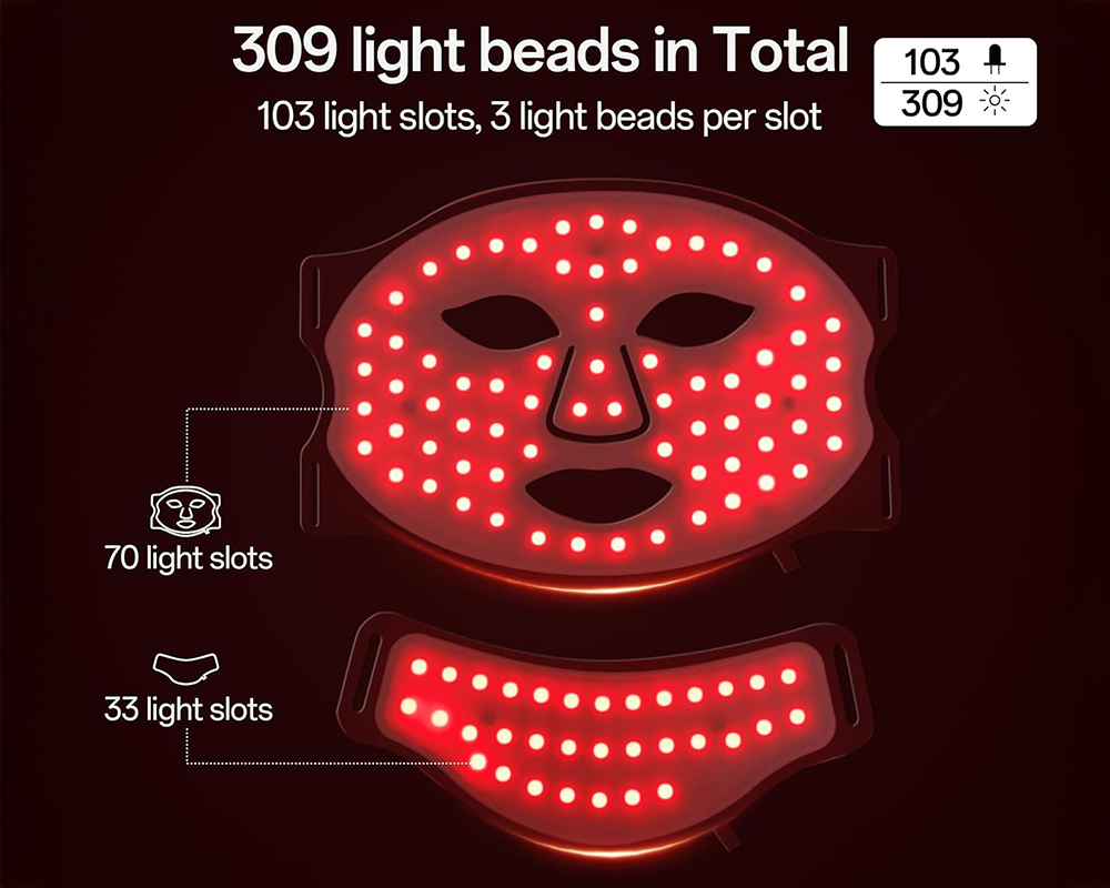 LED Face & Neck Therapy Mask with 7 Color Light Modes, Rechargeable