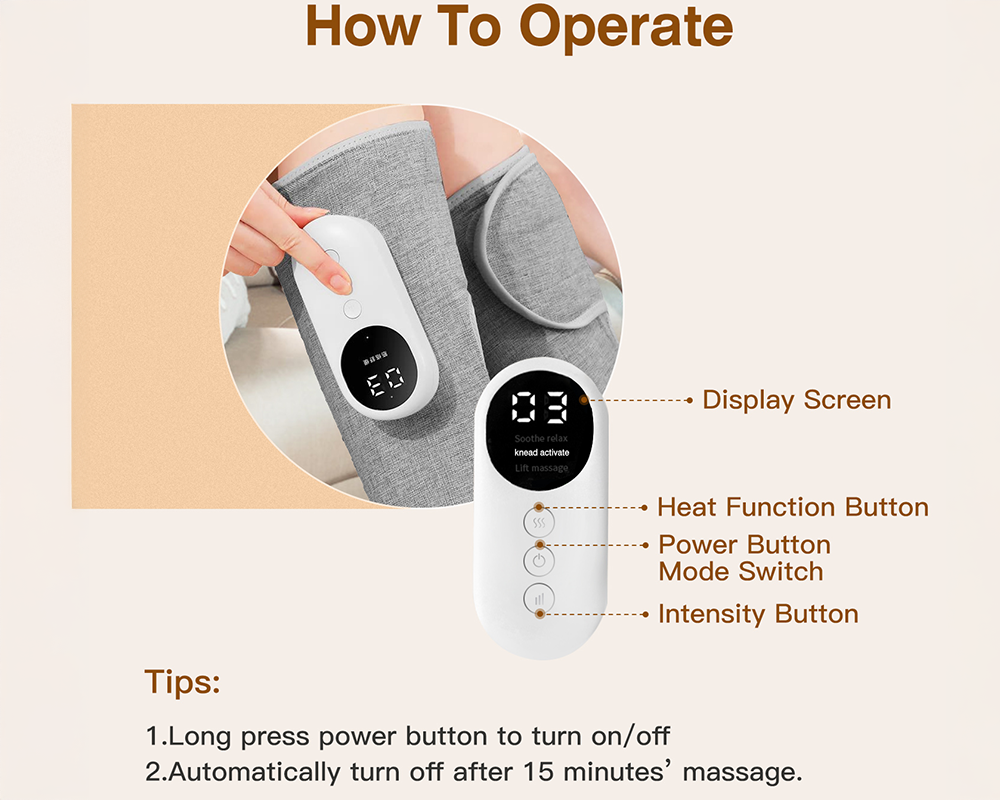 Leg Massager with Heat – Air Compression Leg Massager for Circulation & Pain Relief