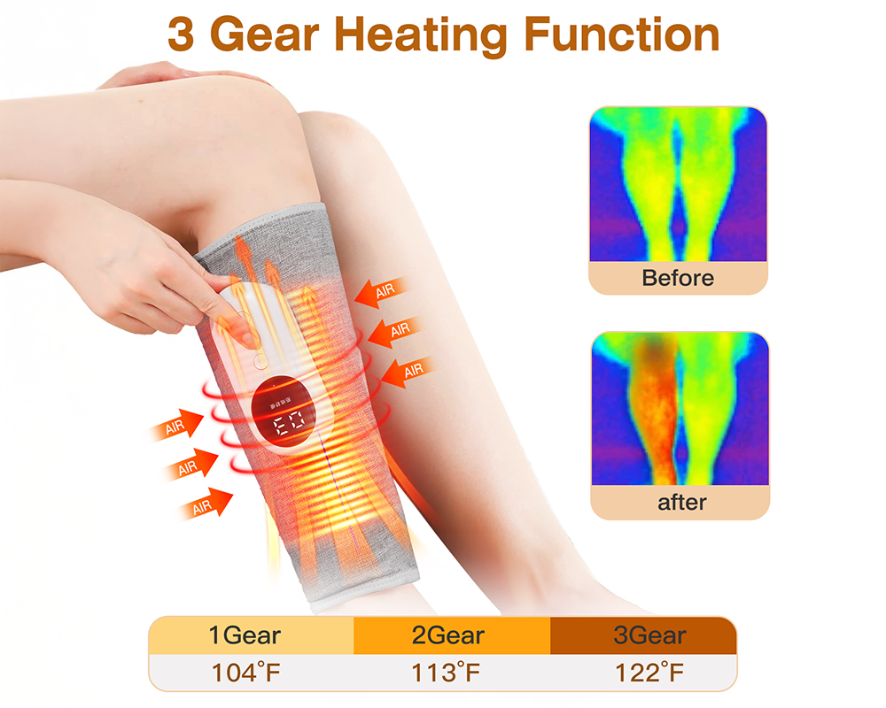 Leg Massager with Heat – Air Compression Leg Massager for Circulation & Pain Relief