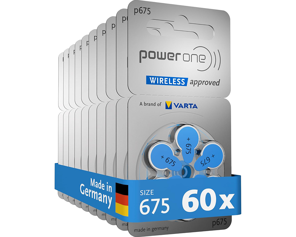 Powerone Size 675 Hearing Aid Battery Mercury-Free Pack of 60